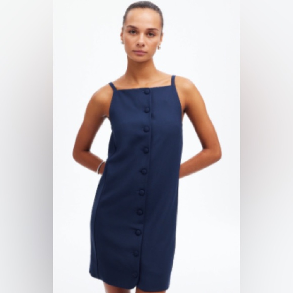 Madewell Women's High-Neck Sleeveless Vest Mini Dress in Deep Indigo, Size 8